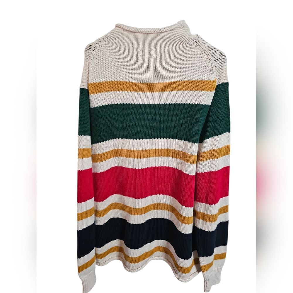 J.Crew Men's Large Striped Cotton Roll-Neck Sweater Archival Heritage Iconic - Picture 3 of 7